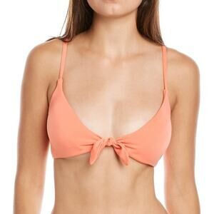 NWT Andie Tie Front Recycled Polyester Bikini Top size Medium in Eco Peach